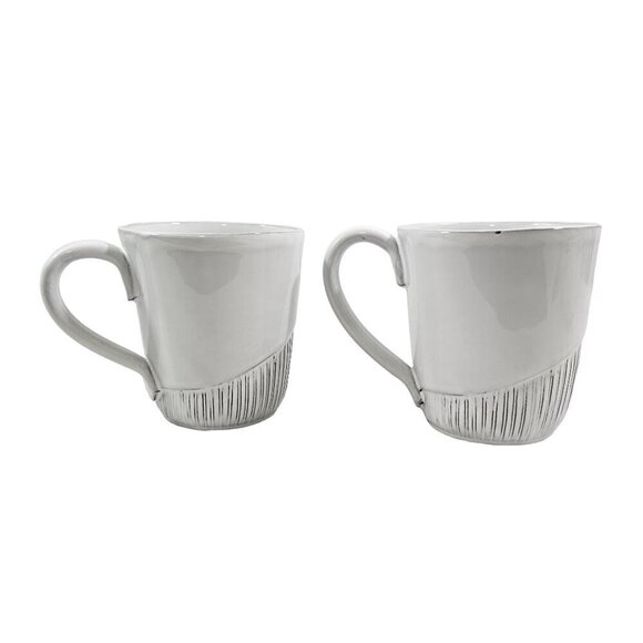 Anthropologie Ronaldo 14 Oz White Glazed Clay Coffee Tea Mug Cup – Set of 2 - Picture 2 of 16